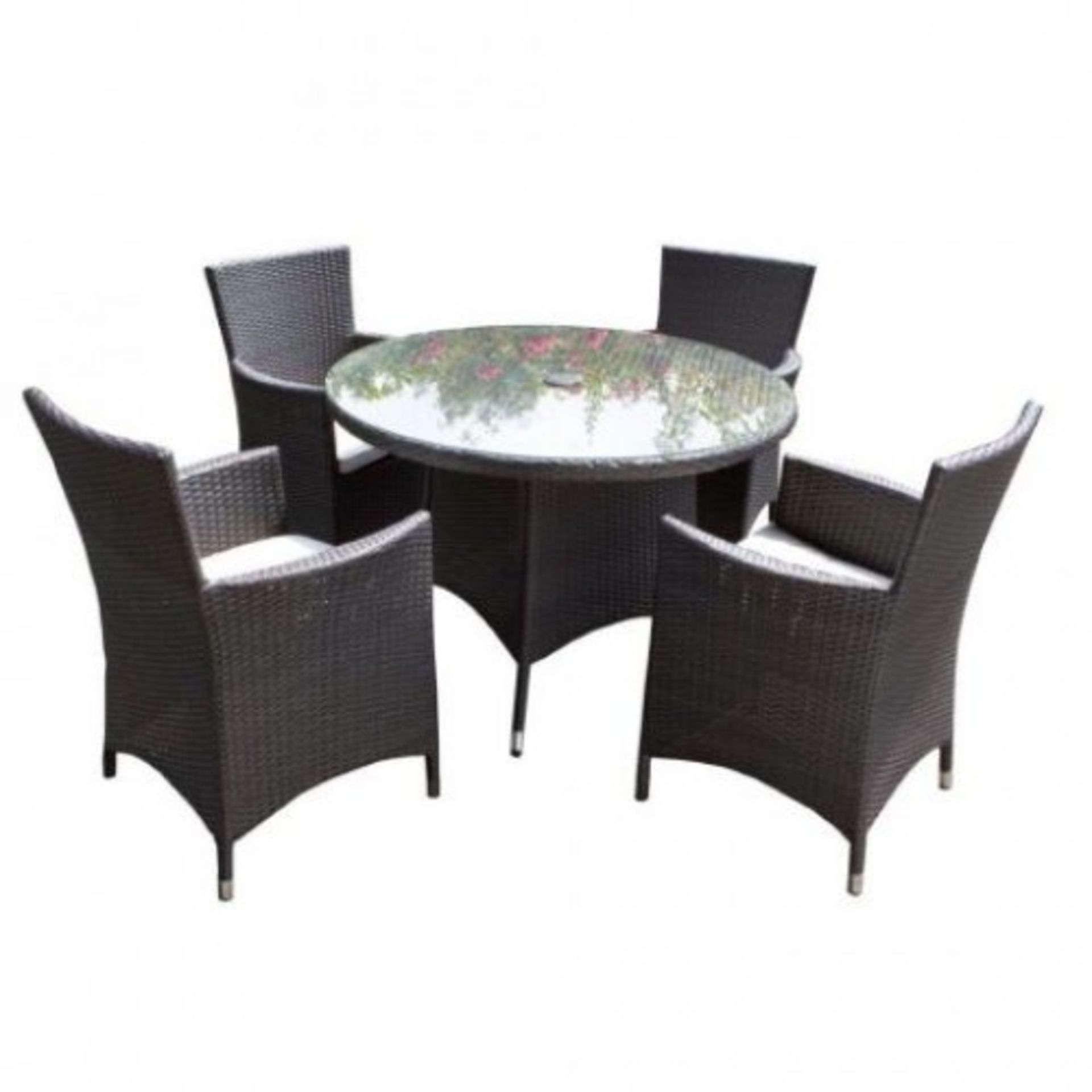V Brand New Rome 4 Seater Patio Set With Round Table & Four Carver Sets - Table 110cm