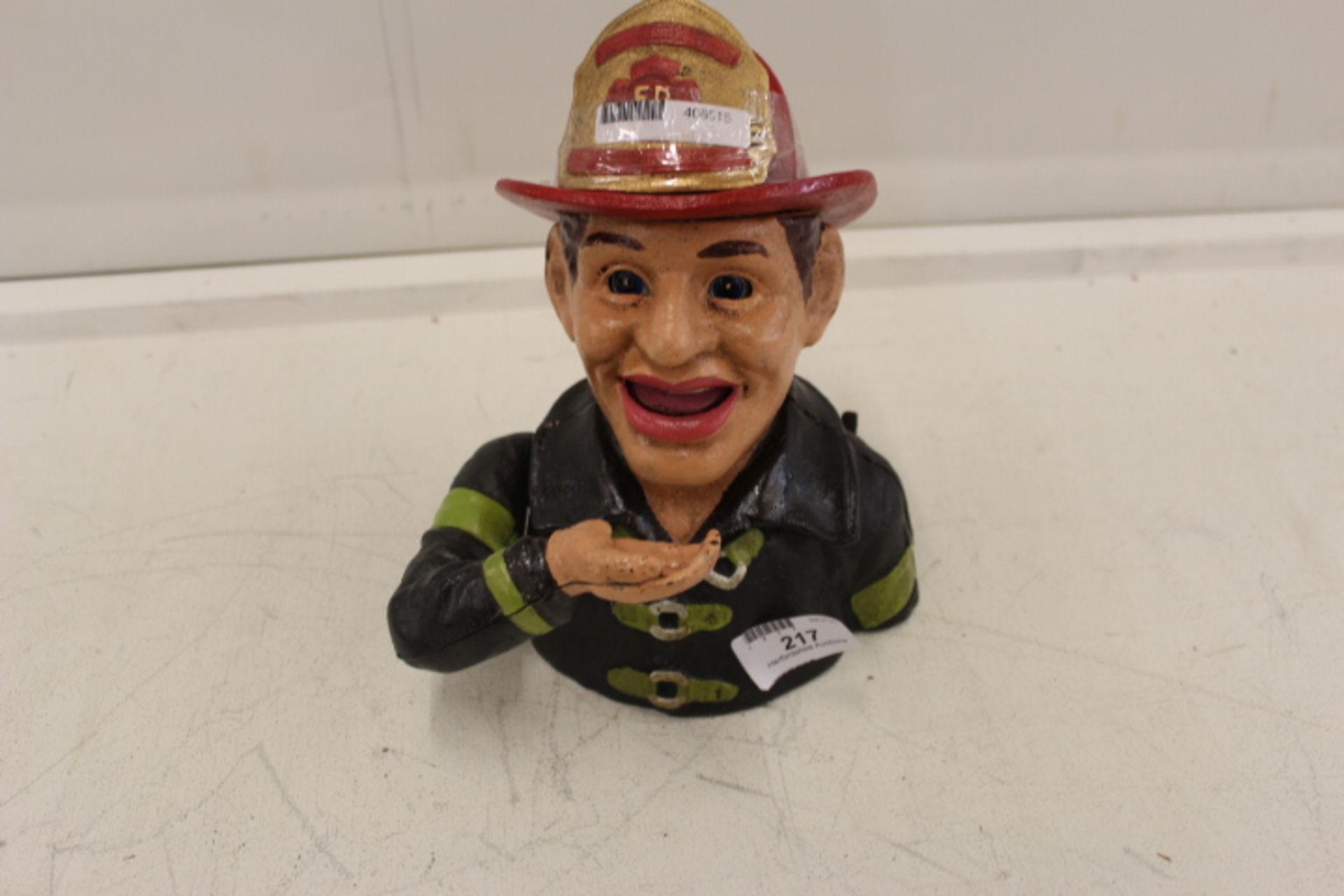 V Brand New Cast Iron Fireman Moving Money Box