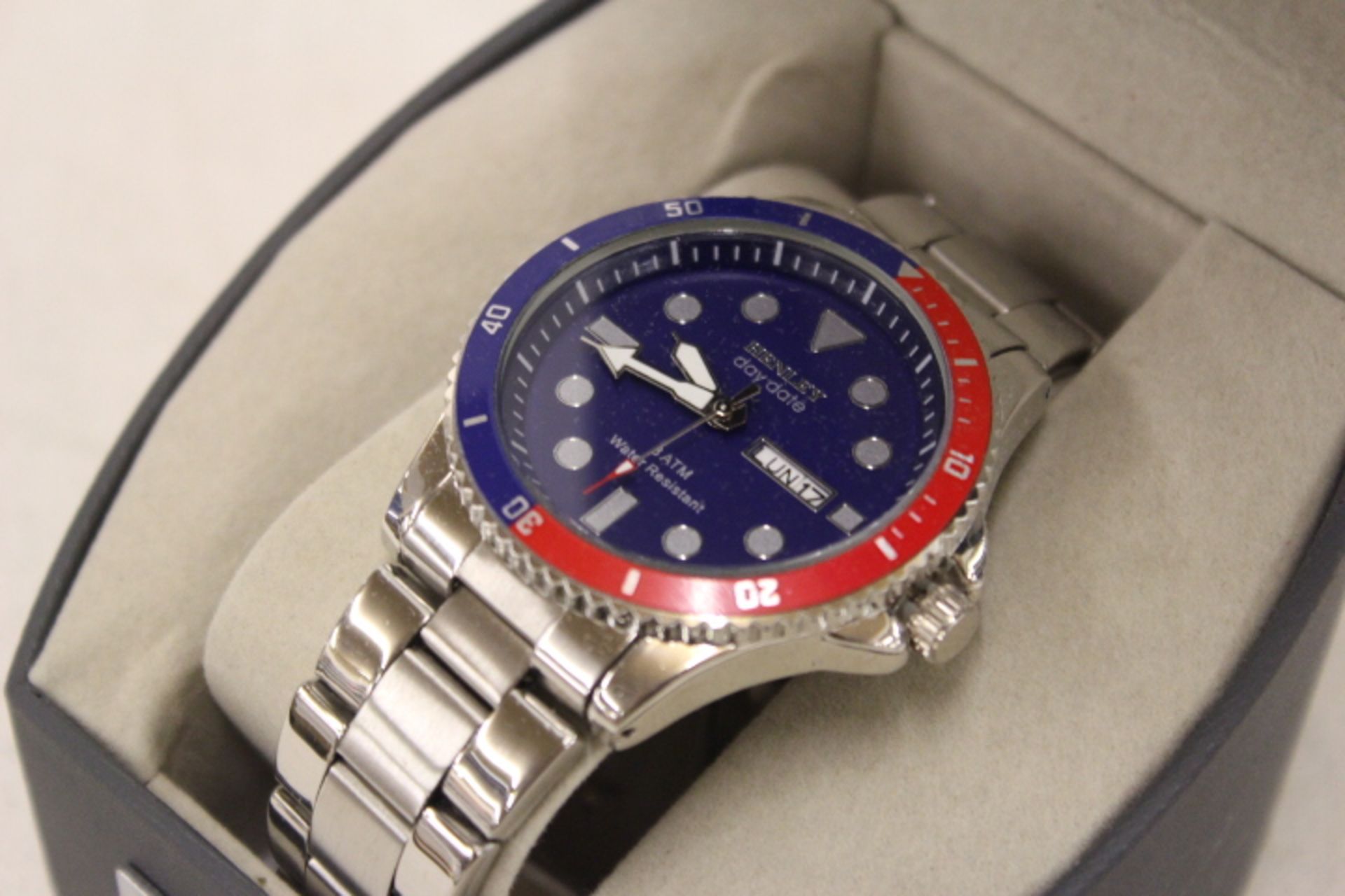 Grade A Gents Blue & Red Henley Day Date Watch