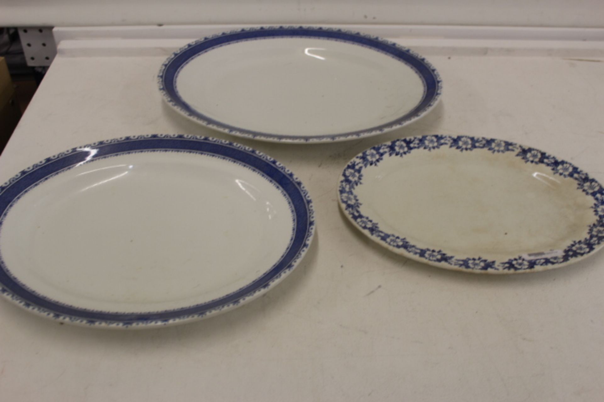 Grade U Three Blue and White Meat Platters