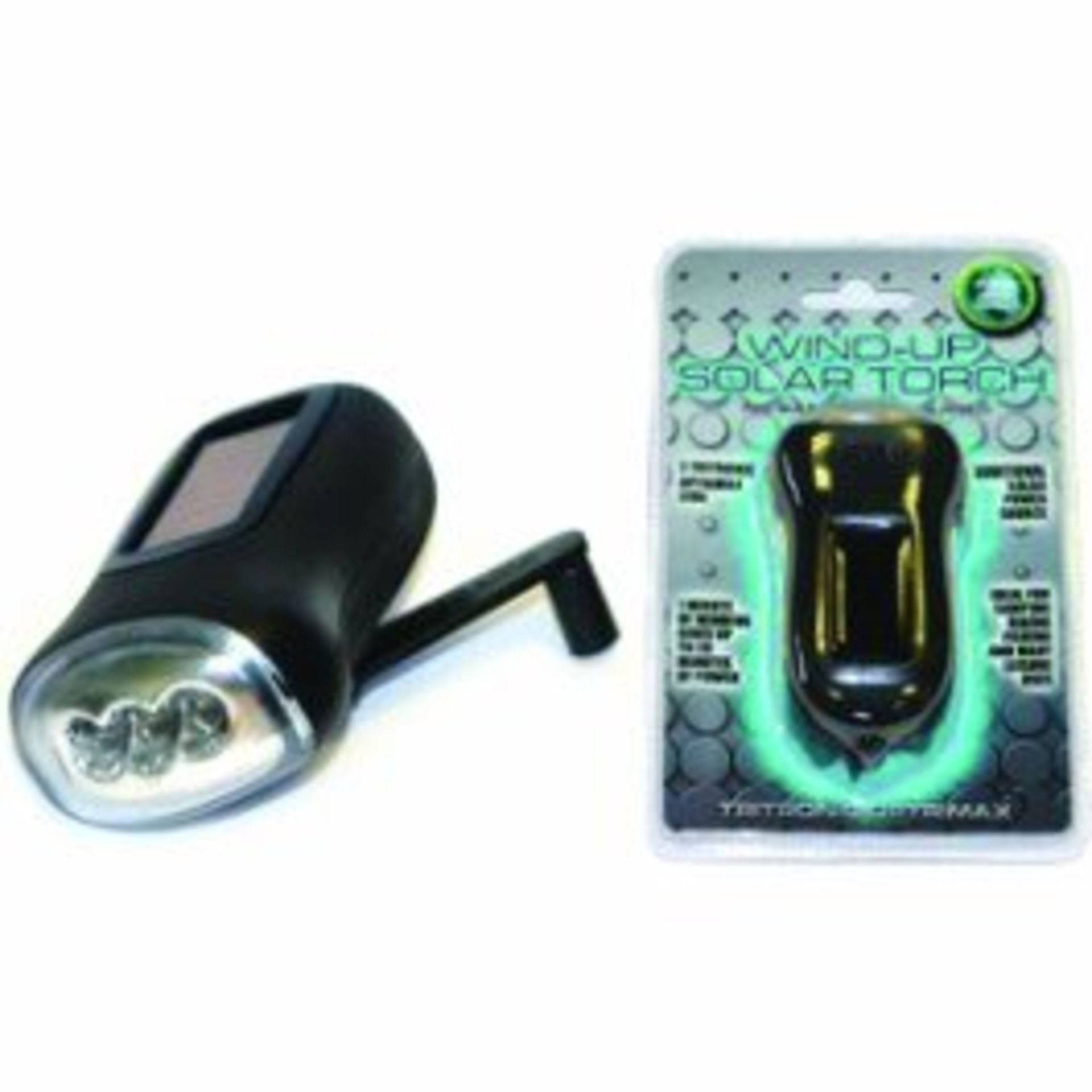 V Brand New Wind Up Solar Torch (1 Min Winding Gives 20 Mins Power Or Charge By Sunlight)