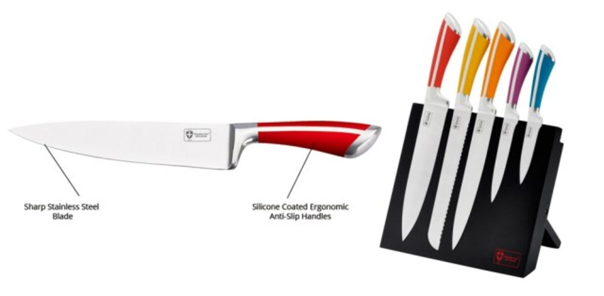 V *TRADE QTY* Brand New 5 Piece Swiss Knife Set With Folding Magnetic Stand RRP199 Euros X 24 YOUR