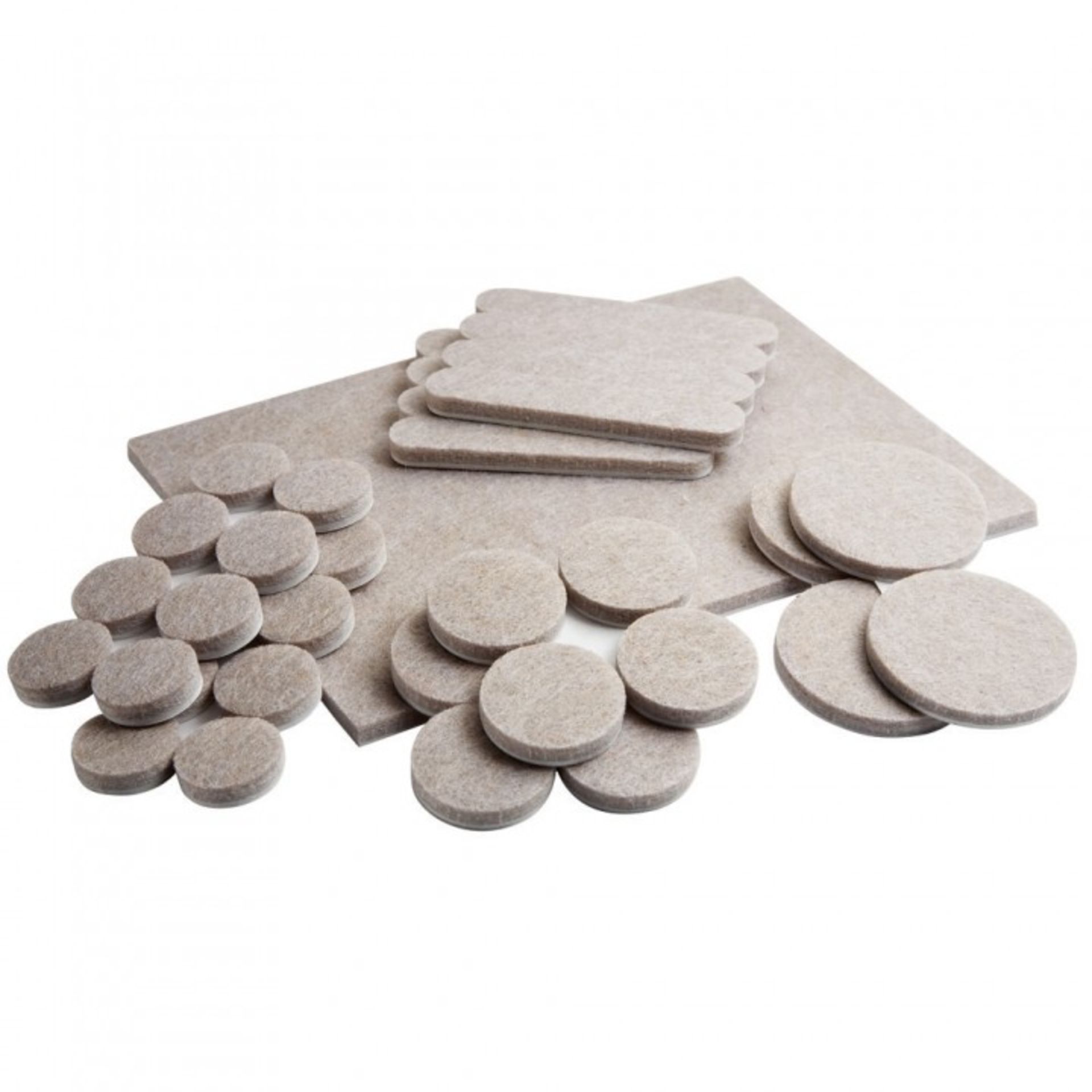 V Brand New 33 Piece Self Adhesive Felt Pad Set Includes 1 of 152x114 mm, 8 of 66x12 mm, 12 of 19 mm