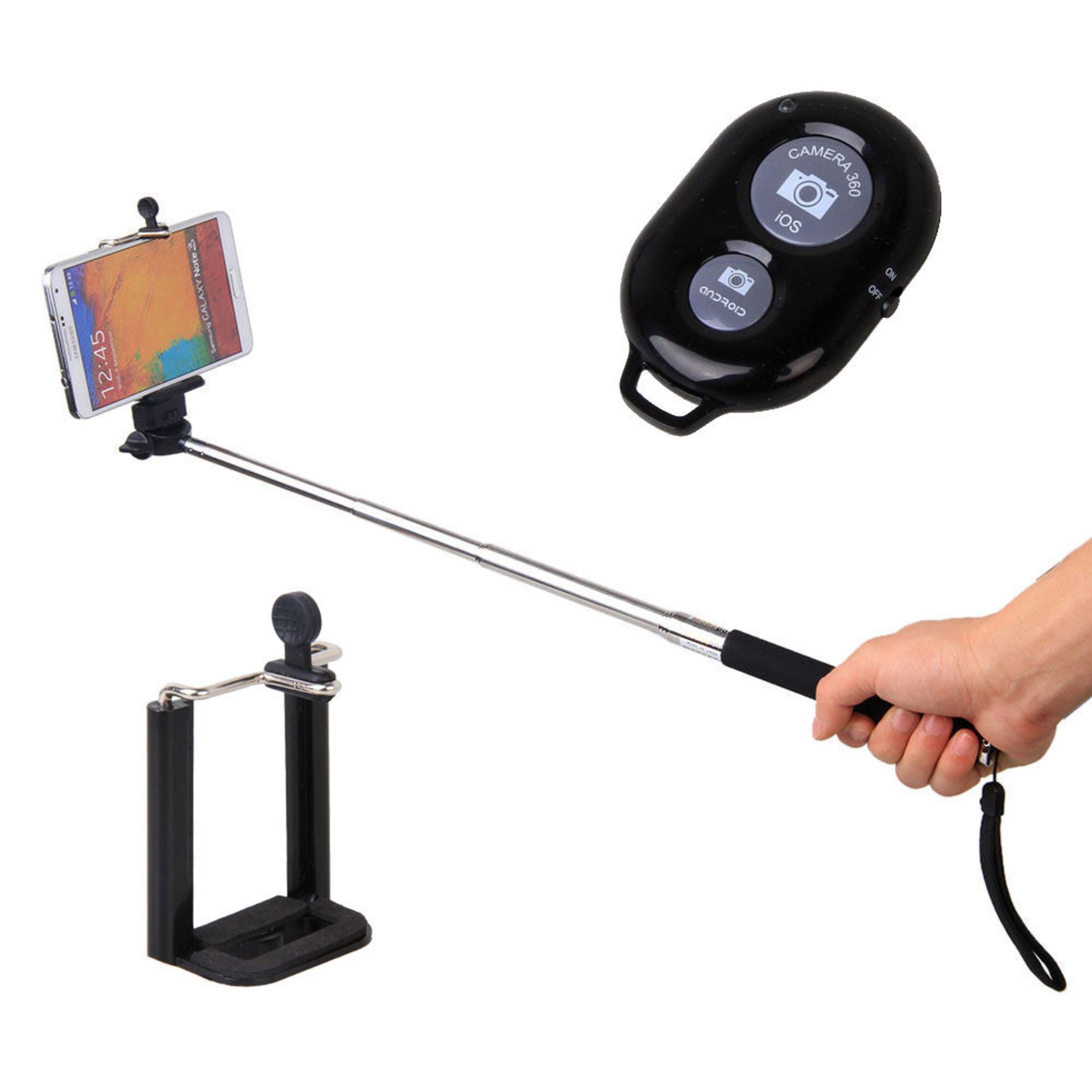 V *TRADE QTY* Brand New Selfie Stick with Bluetooth Remote Control - RRP £19.09 X 4 YOUR BID PRICE