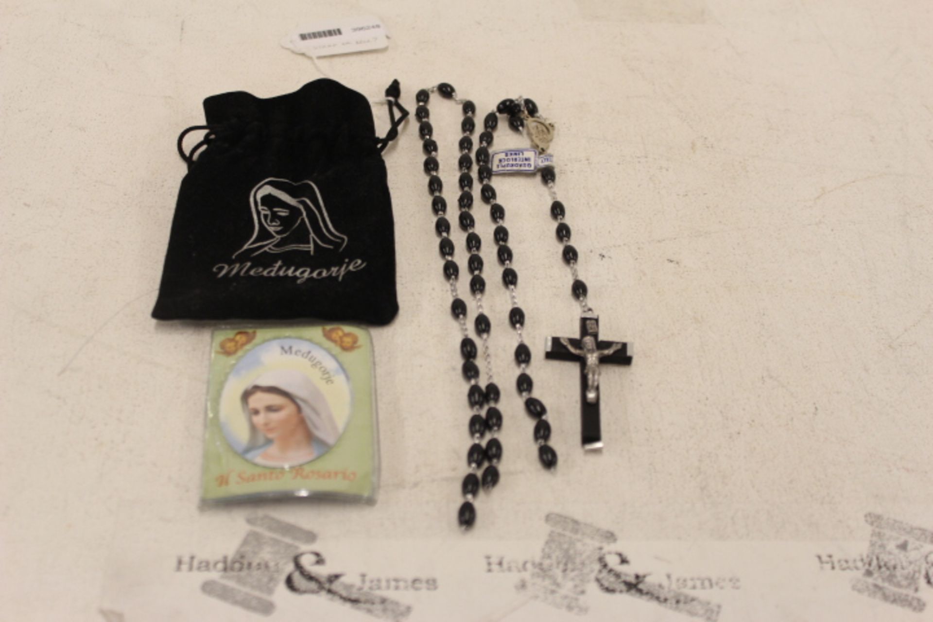 Grade U Small Black Bag With Christ On Black Cross - Rosary