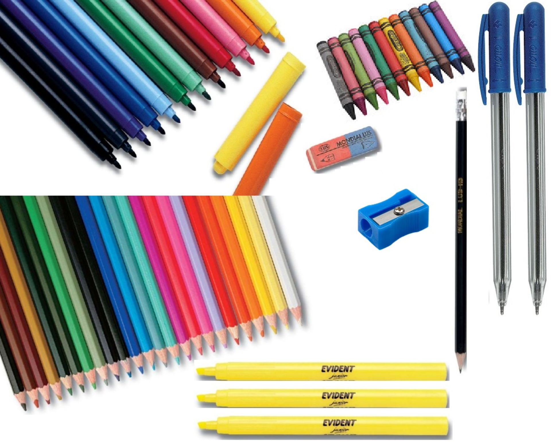 V Brand New 80pc Complete Stationary Set Comprising Of 30 Coloured Pencils/3 High Light/12