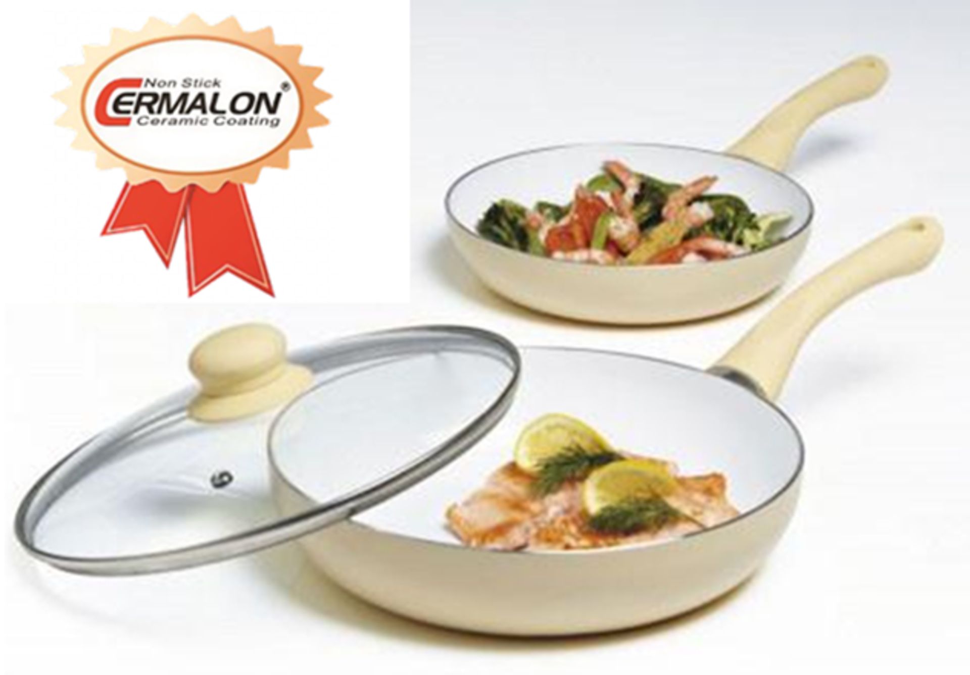 V Brand New 3 PIECE CERAMIC FRYING PAN SET/ K103 CERAMIC FRYING PANS SET ARE EXTRAORDINARILY