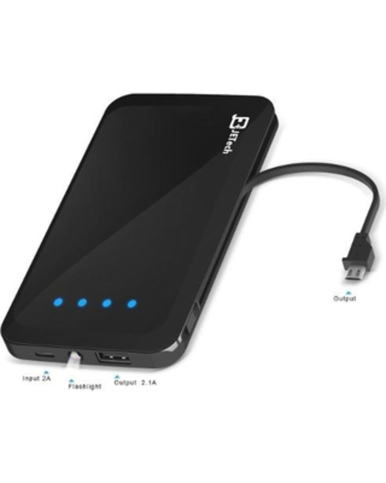 V Grade A 5000 mAh Power Bank With Built In Micro USB Cable - Black