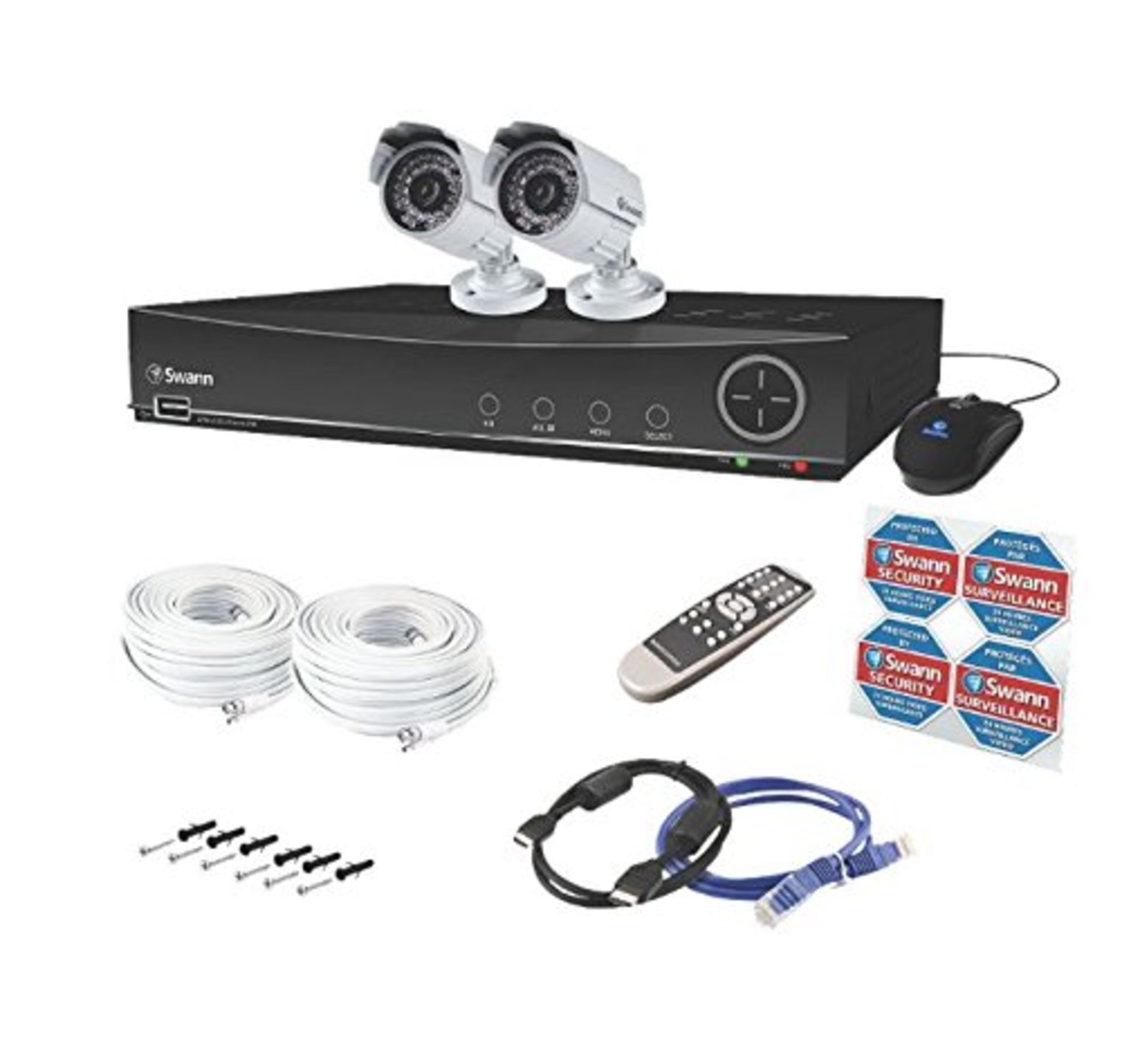 V Grade A Swann Model 441002A 4 Channel Digital Video Security System With Recorder And 2 Pro