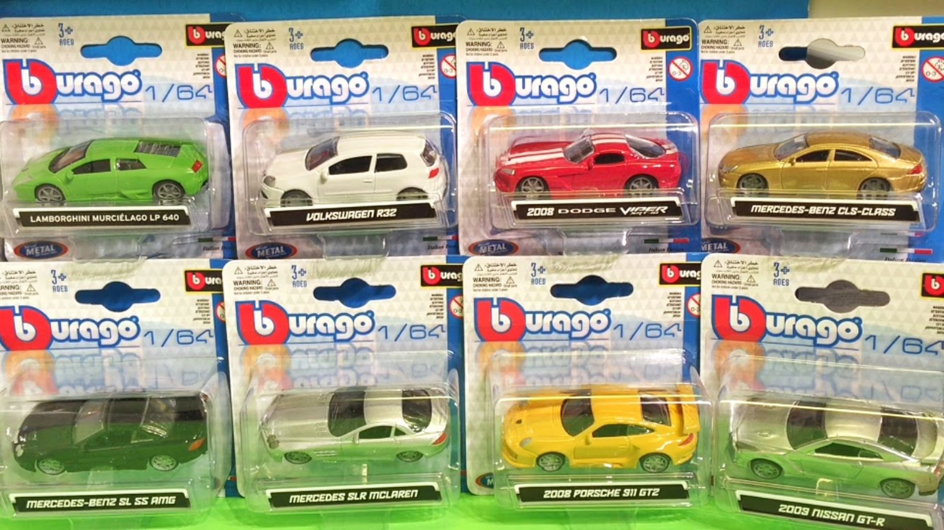 V Brand New Lot of Twelve Burago Toy Cars 1/64 Scale (Cars May Vary From Image - For reference Only)