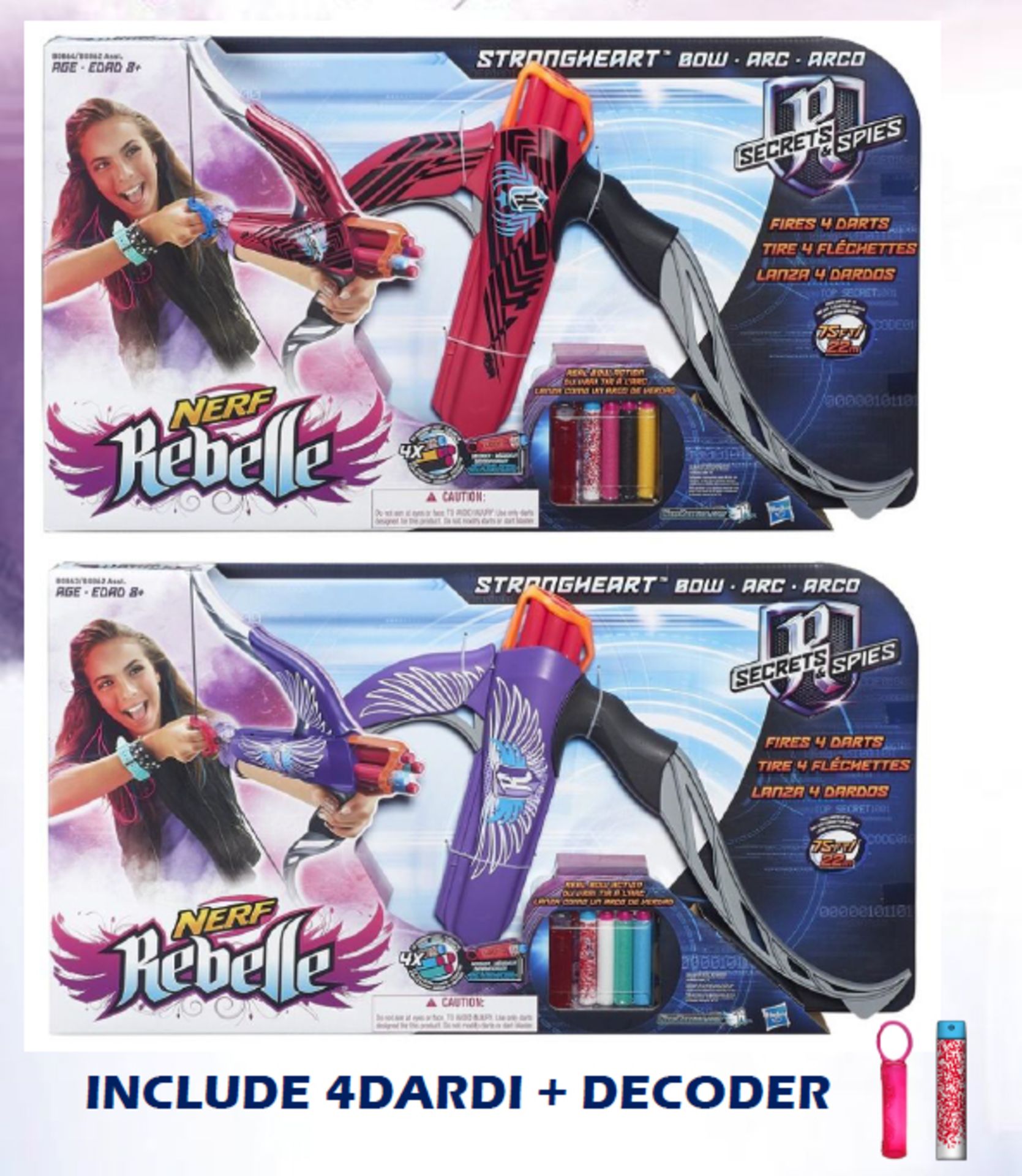V Brand New Nerf Rebelle Secrets and Spies Strongheart Bow X 2 YOUR BID PRICE TO BE MULTIPLIED BY