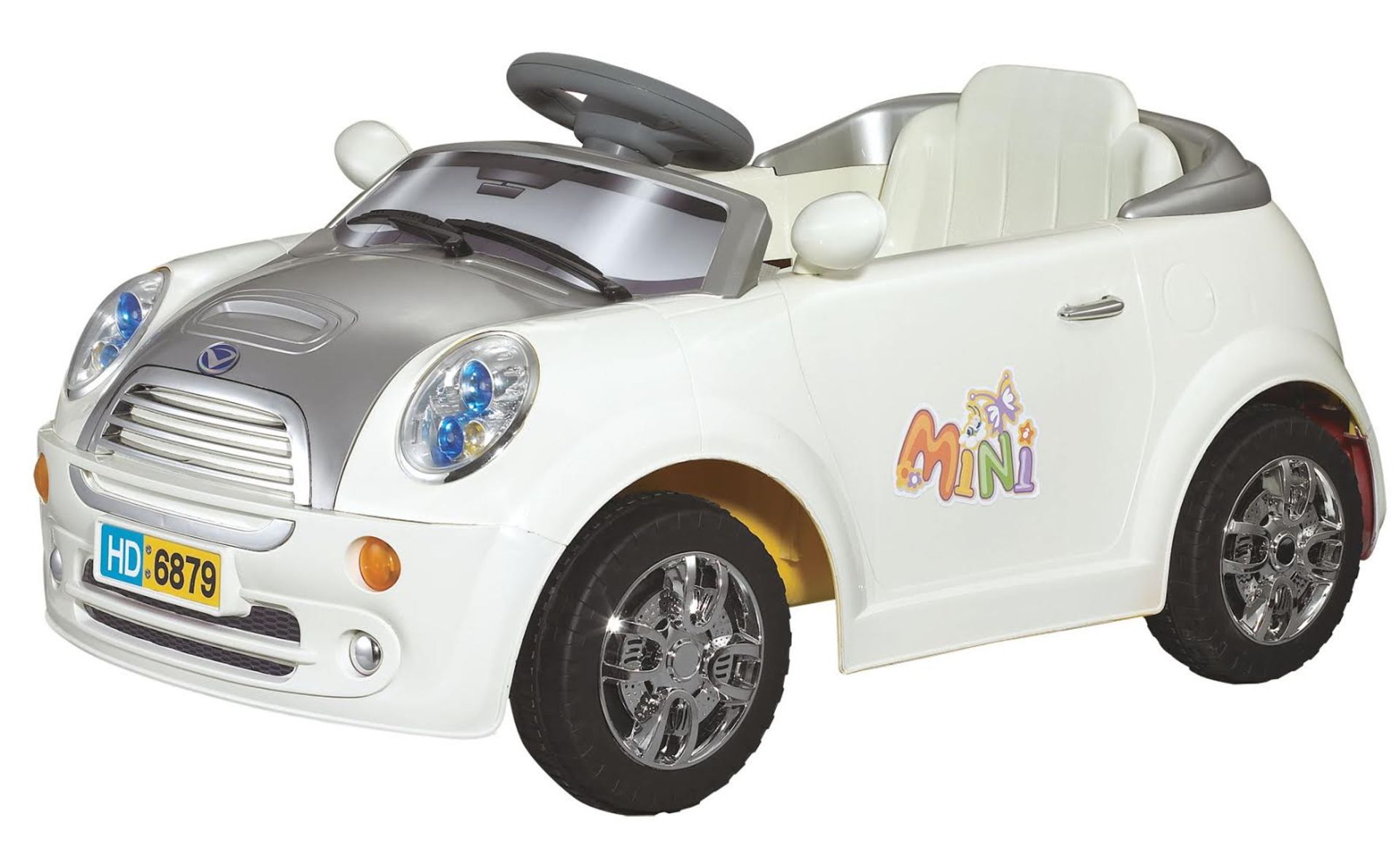V Brand New Mini Cooper Style 6v Childrens Ride on Car - White