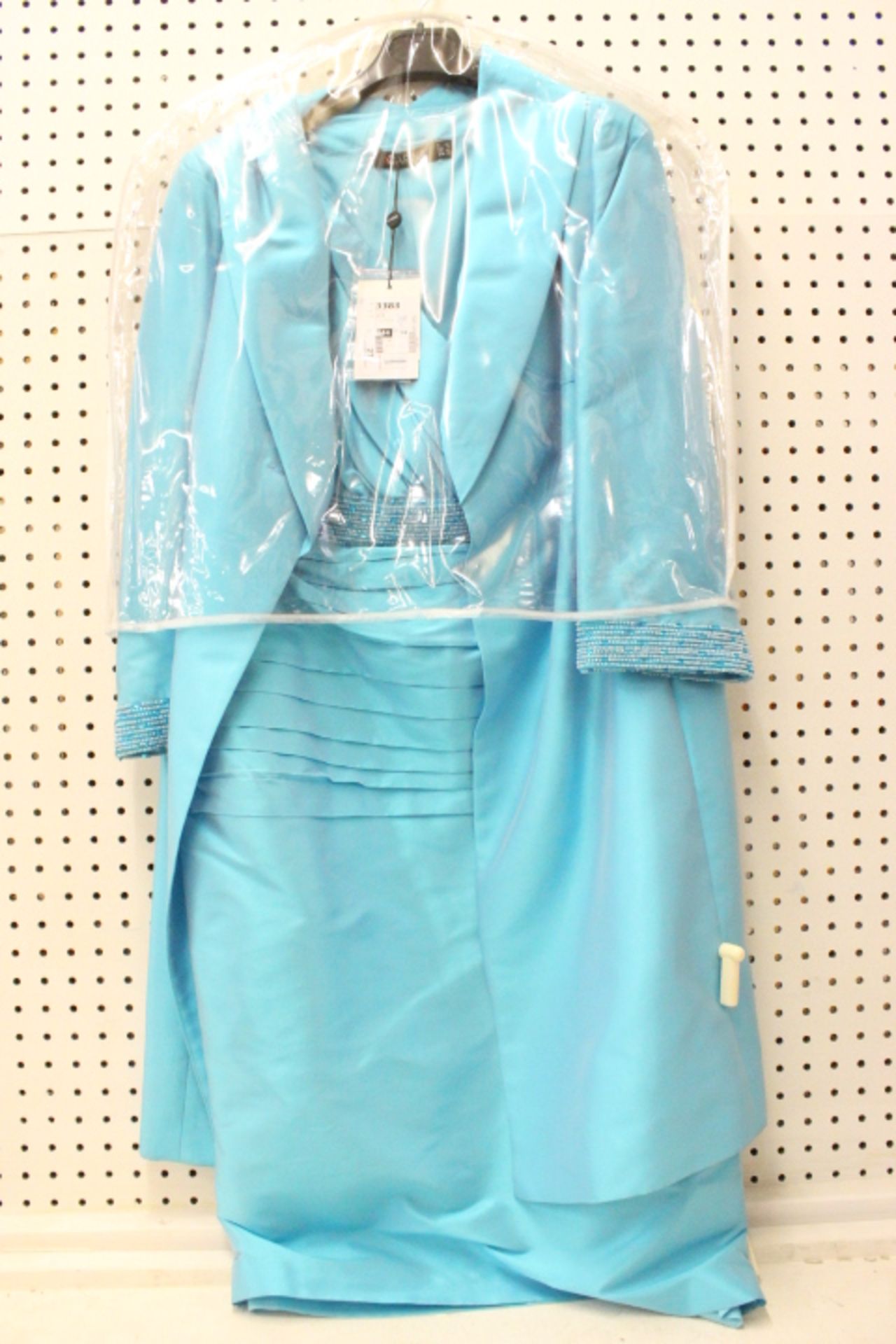 V Ladies Turqouise Carina Dress With Matching Coat Size 14