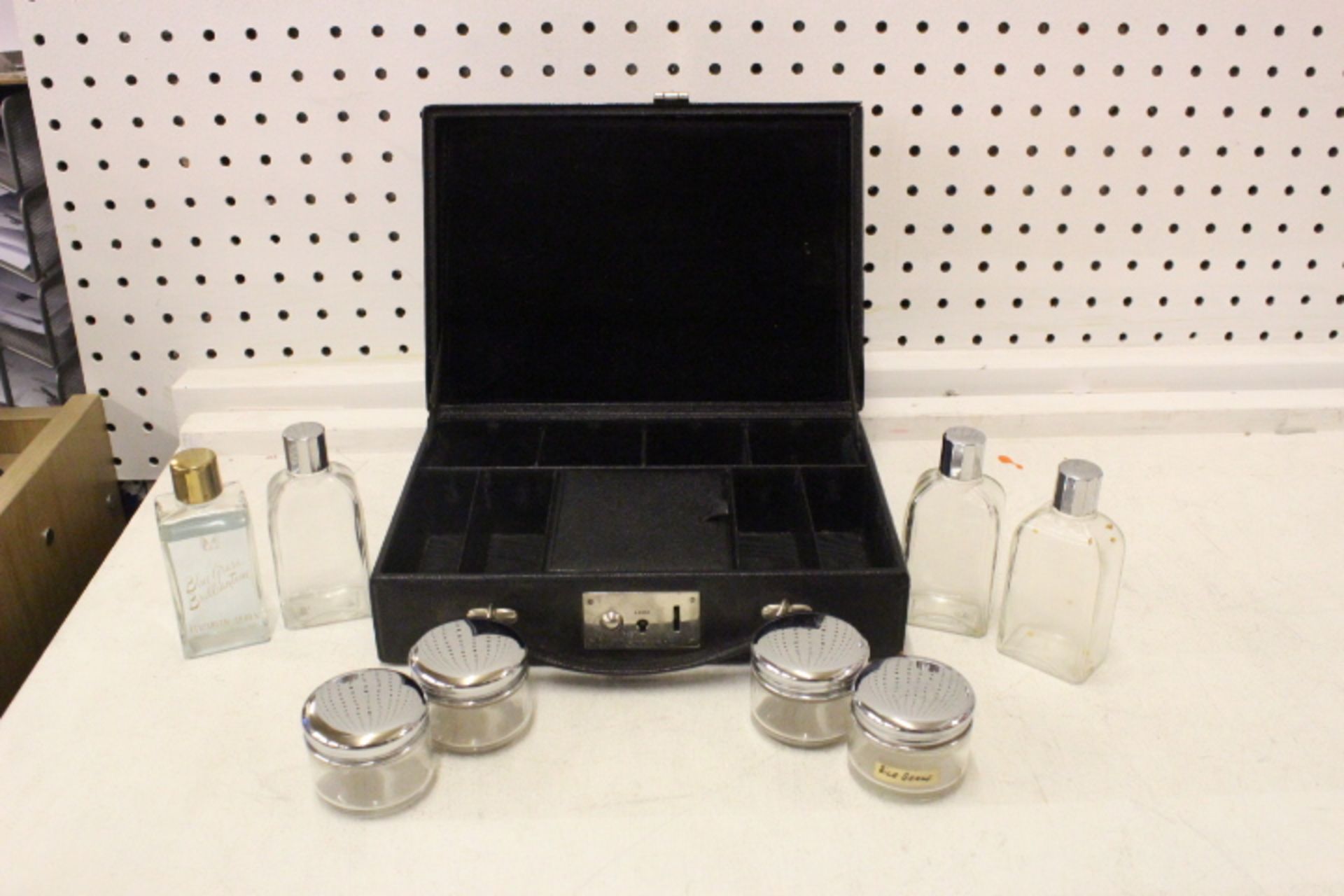 Grade U Black Lockable (with key) Make Up Case With Scent Bottles Etc