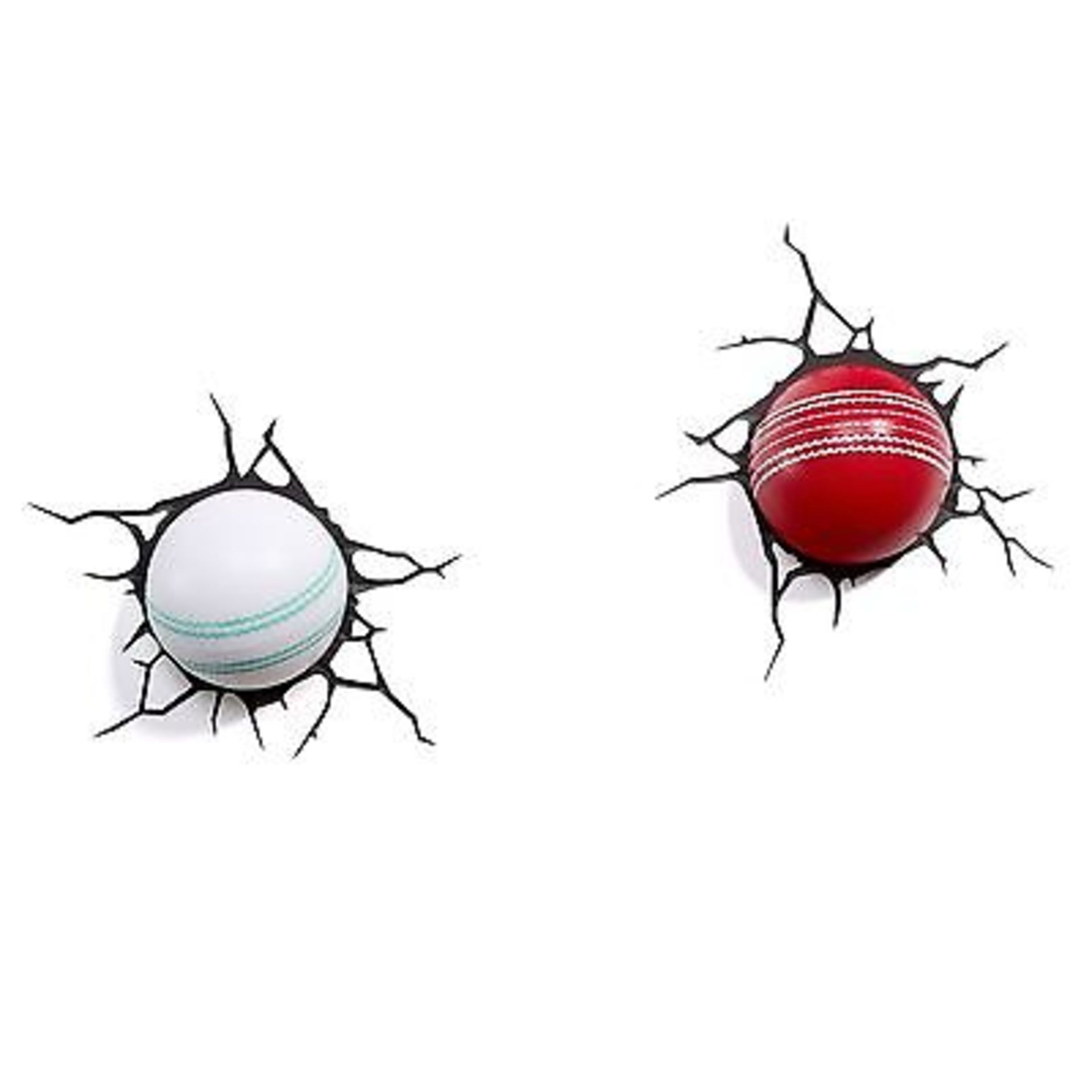 V Brand New 3D Deco LED Cricket Ball Wall Light 2 Pack - Image 2 of 2