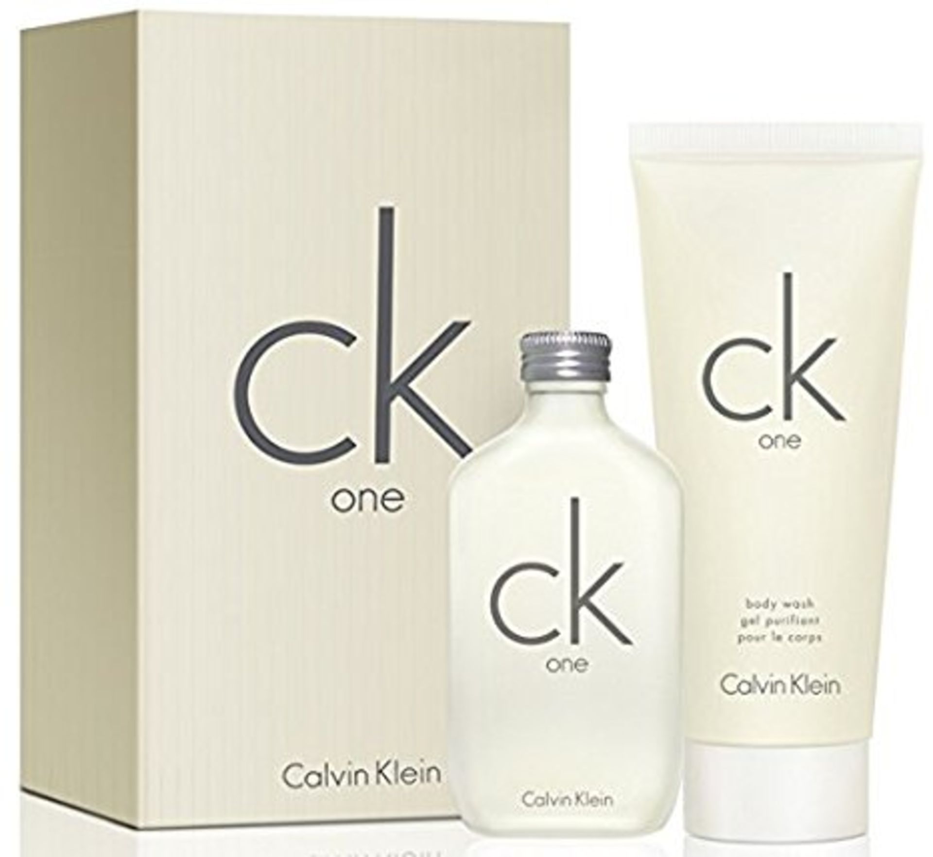 V Brand New Calvin Klein CK One Gift Set Including Eau De Toilette Spray (50ml) and Body Wash (