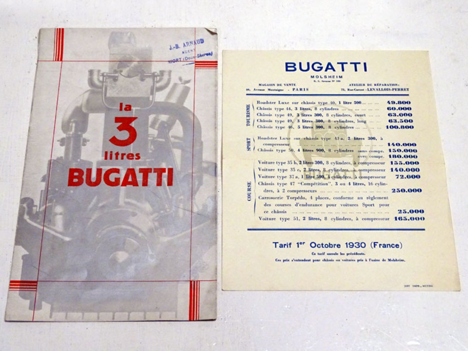 A Rare Bugatti Three Litre Sales Brochure, 1929