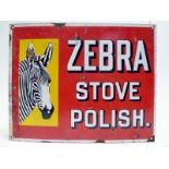 A Zebra 'Stove Polish' Pictorial Enamel Advertising Sign