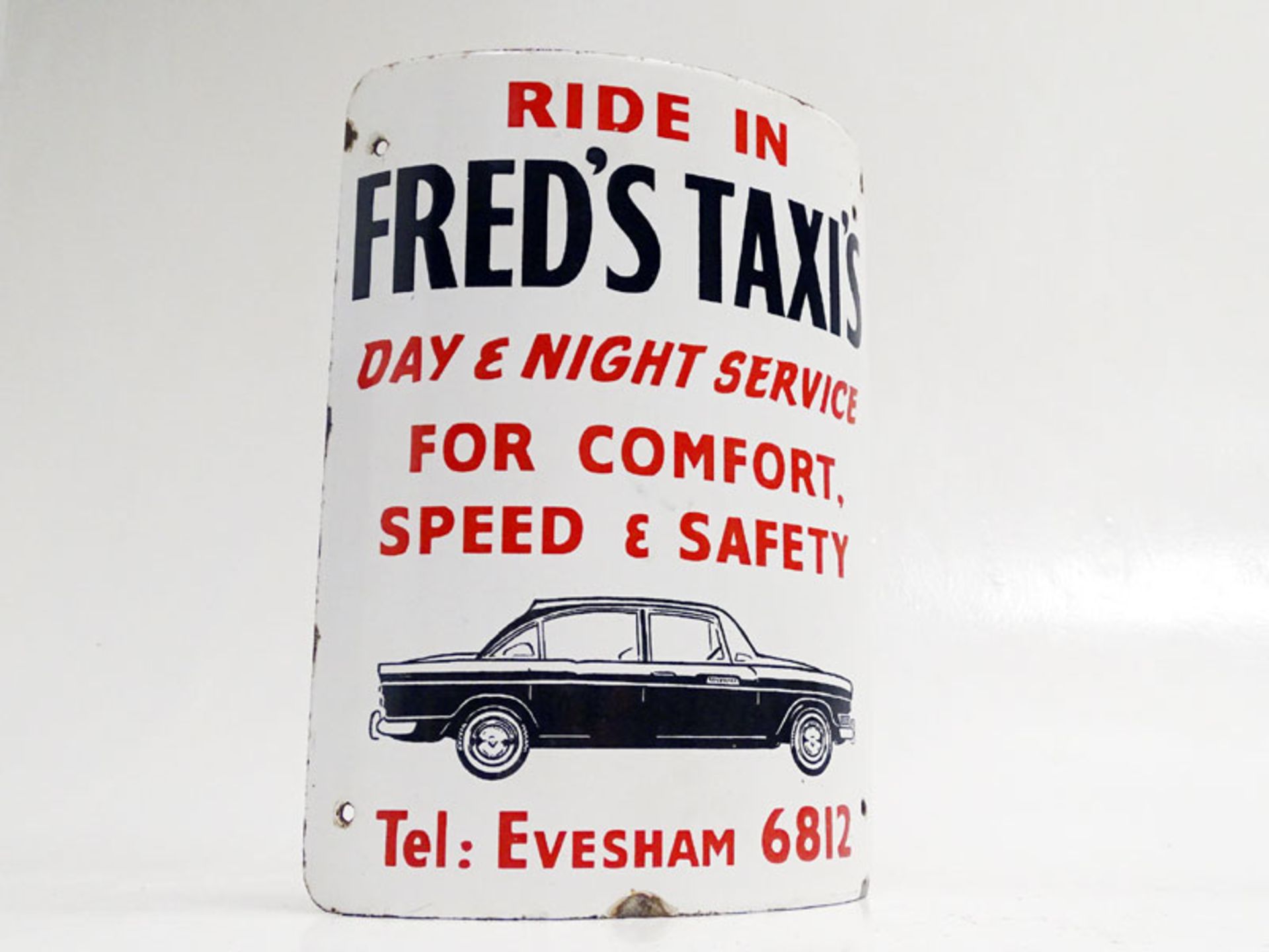 Fred's Taxi's Pictorial Enamel Sign - Image 2 of 3