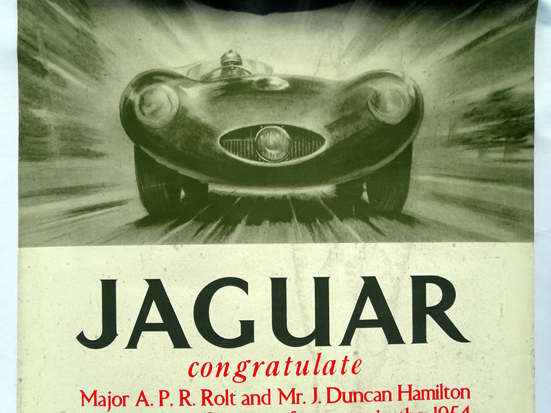 A Rare 1954 Le Mans Jaguar Victory Poster - Image 2 of 4