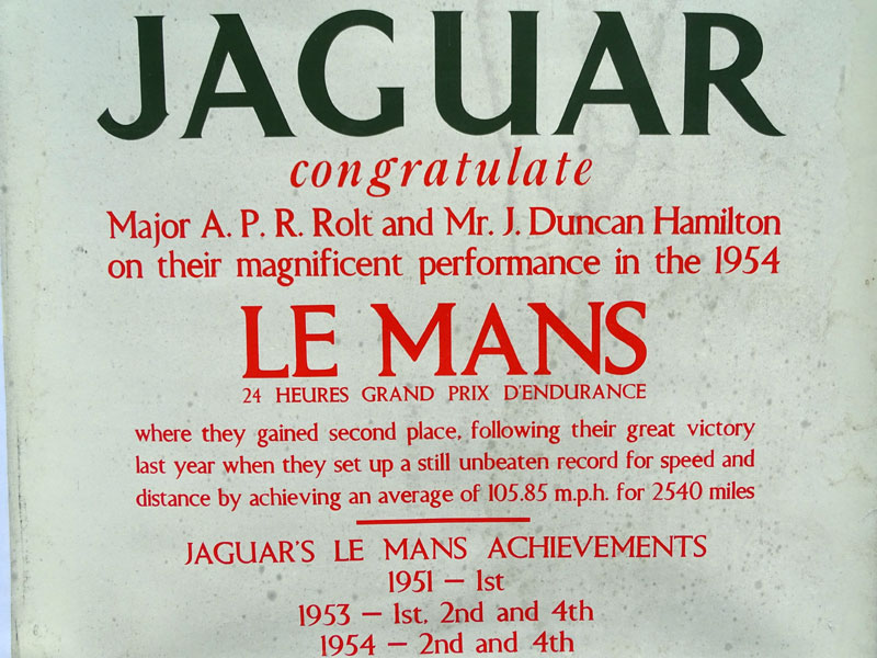 A Rare 1954 Le Mans Jaguar Victory Poster - Image 3 of 4