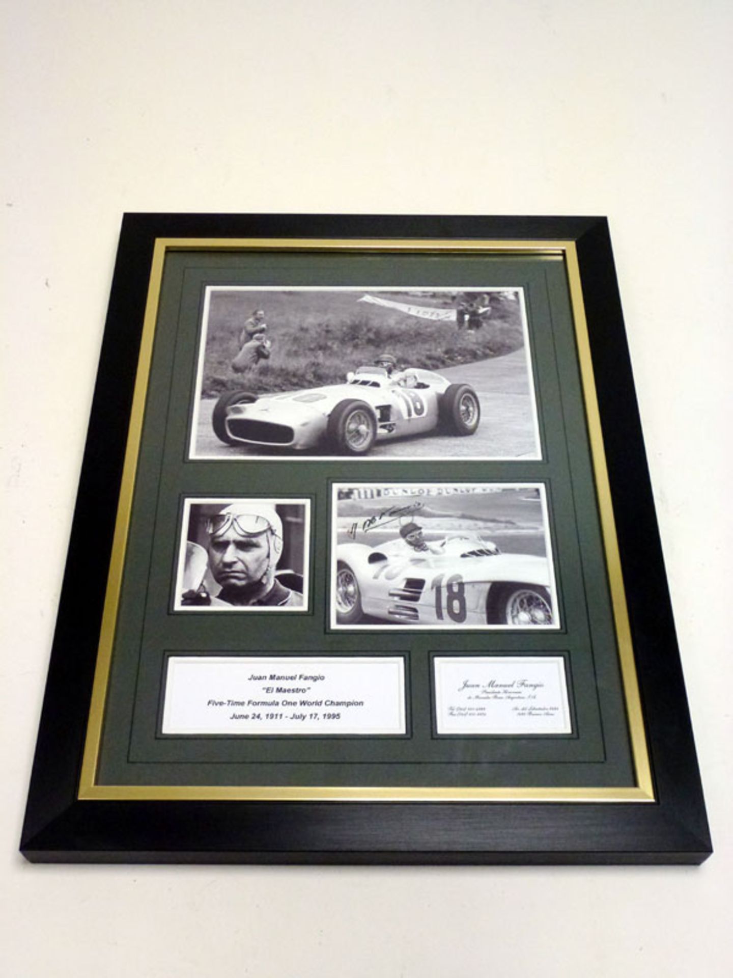 J.M. Fangio Signed Photographic Presentation