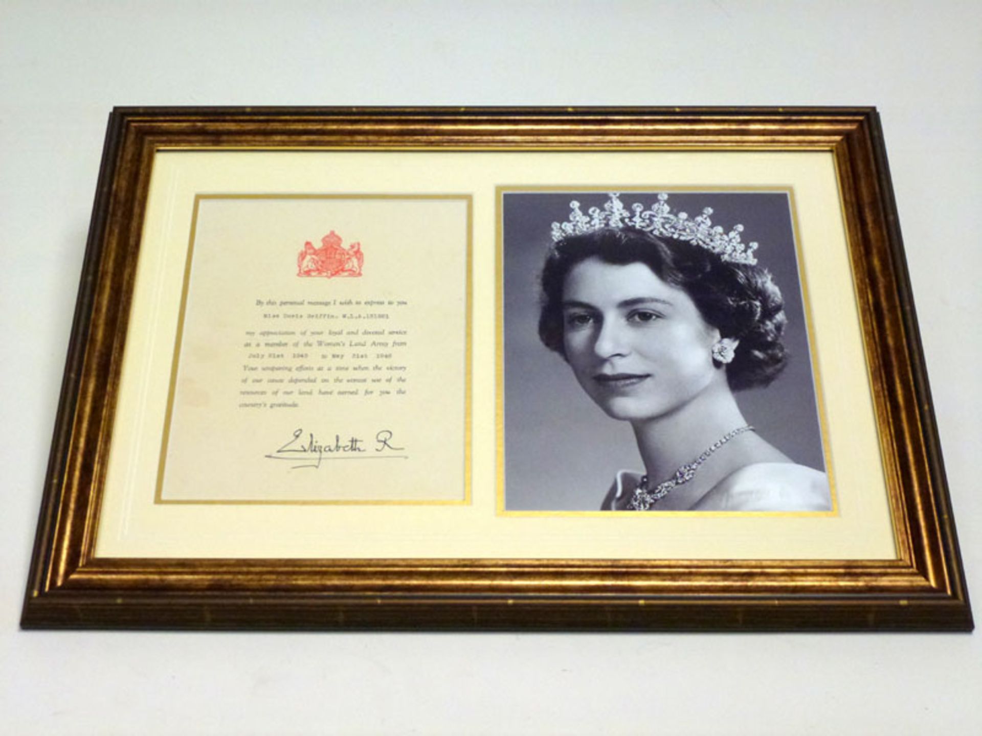 HRH Queen Elizabeth Signed Photographic Presentation