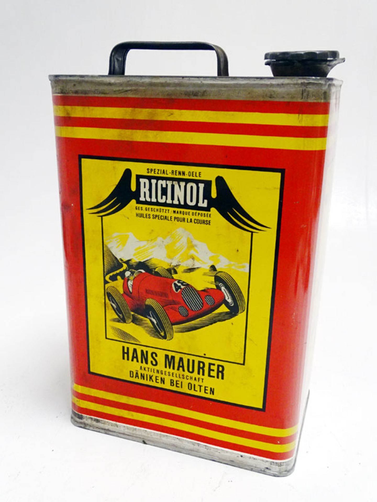 A Rare Pictorial 2-Gallon Oil Can, French, 1930s