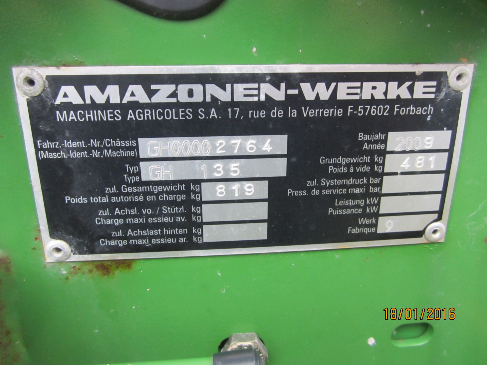 2009 AMAZONE GH 135 Ground keeper NO VAT - Image 3 of 3