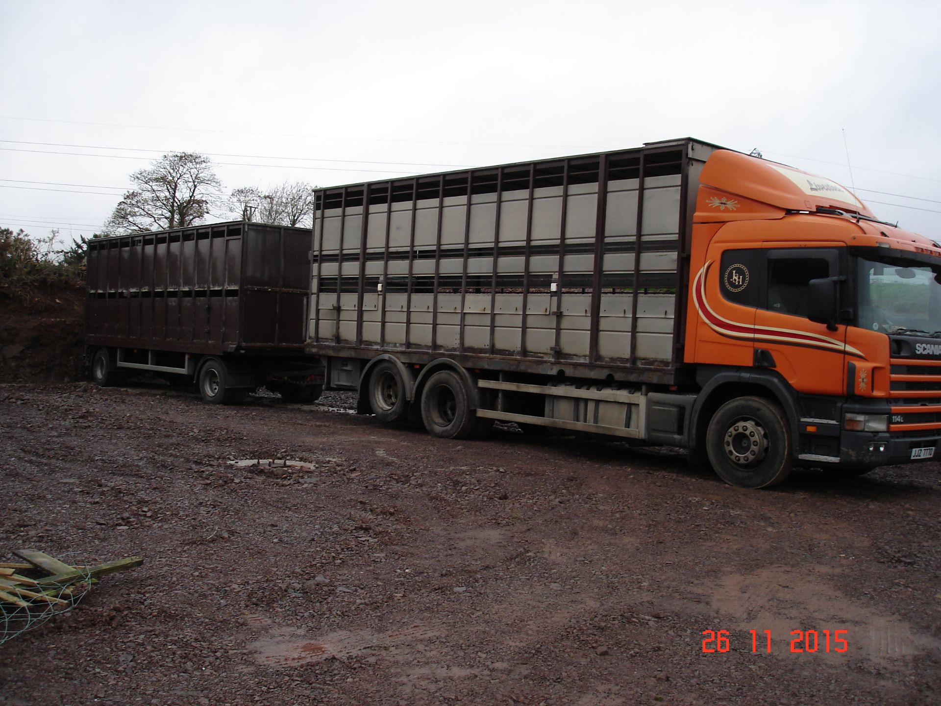 2005 Scania 114L (380) 6 x 2 sleeper cab c/w Houghton doubledeck livestock body & Doubledeck trailer