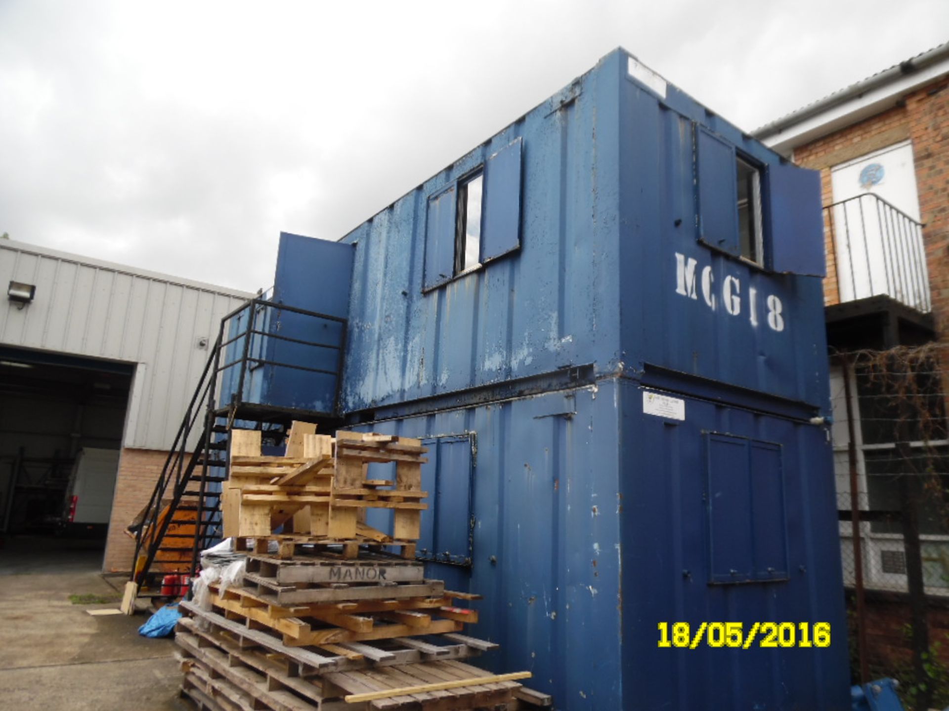 Steel welded container offices x 2, 30ft x 9ft with steel fabricated steps and contents of office - Image 2 of 15