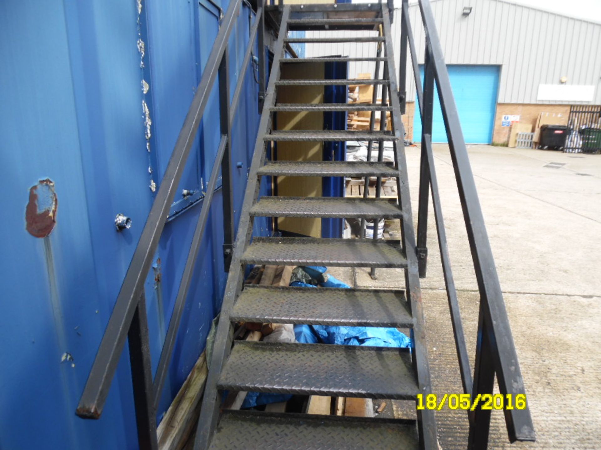 Steel welded container offices x 2, 30ft x 9ft with steel fabricated steps and contents of office - Image 9 of 15