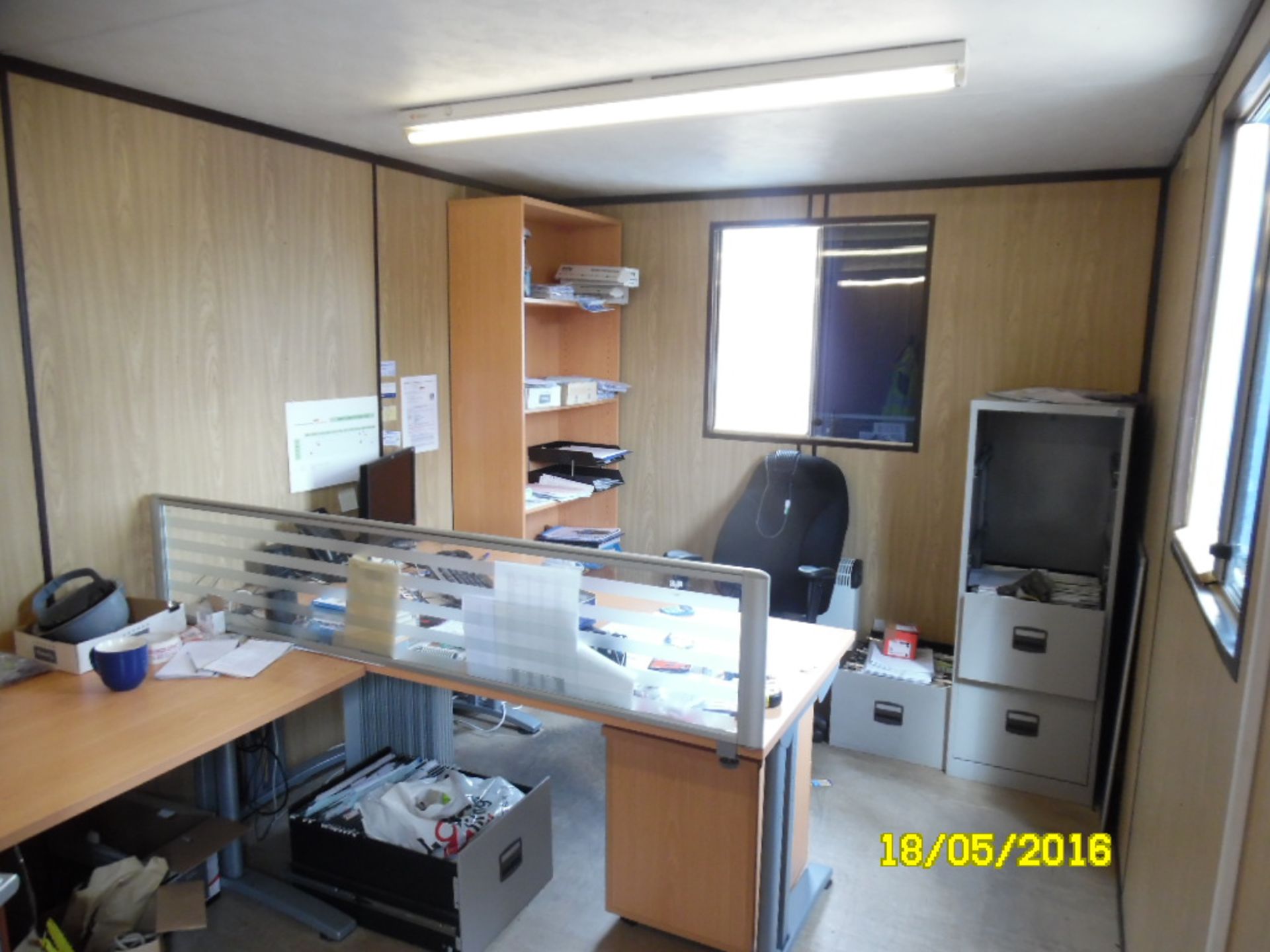 Steel welded container offices x 2, 30ft x 9ft with steel fabricated steps and contents of office - Image 13 of 15