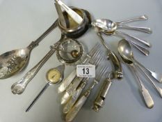 A Small quantity of silver plated cutlery, a silver sugar bowl, Elkington sugar bowl and grape