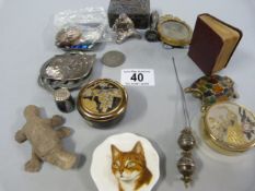 Quantity of miscellaneous items including Chinese embossed box, Cameo brooch, silver hatpin etc.