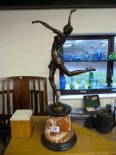 Art deco bronze of a girl dancing on marble plinth