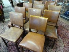 Set of 10 upholstered dining chairs