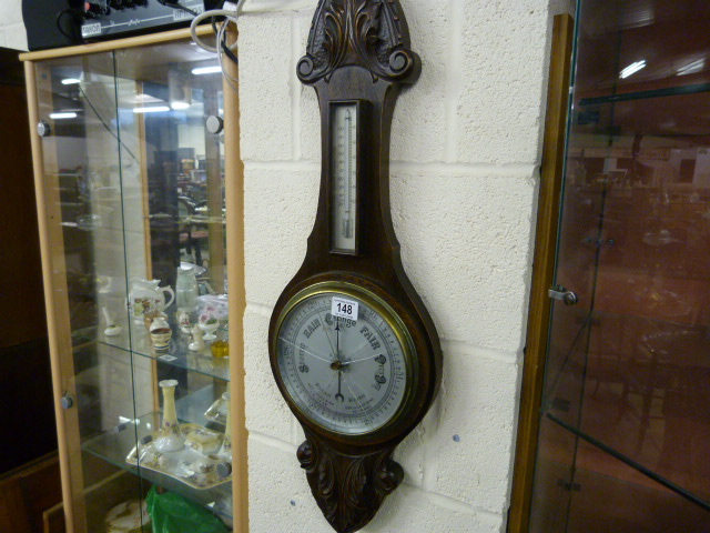 Carved banjo barometer - Image 2 of 4