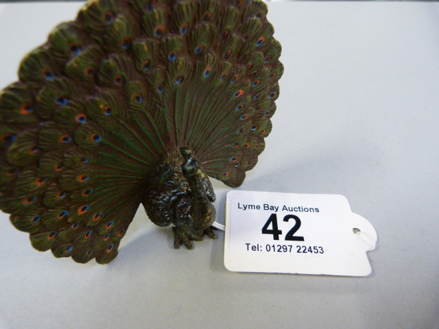 Bronze model of a peacock