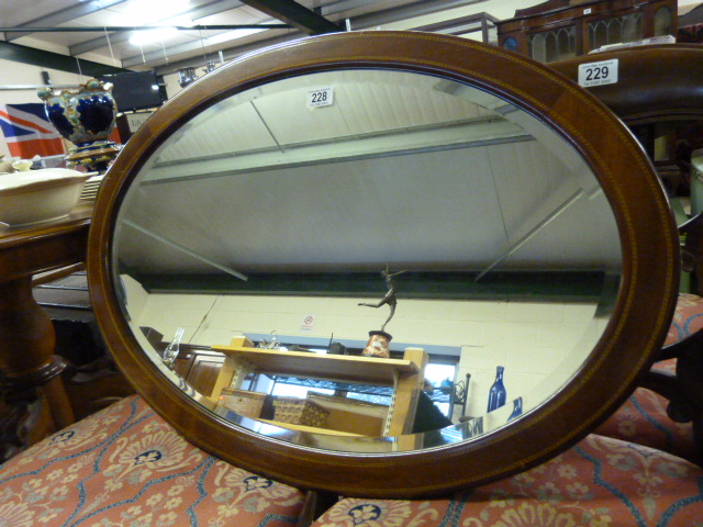 Edwardian Inlaid oval mirror - Image 2 of 2