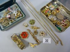 Quantity of costume jewellery in two boxes