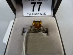 A sterling silver Citrine ring