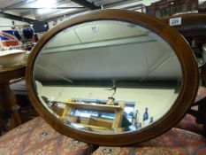 Edwardian Inlaid oval mirror