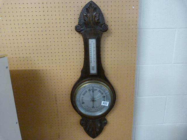 Carved banjo barometer