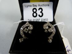 Pair of Art Deco diamond earrings set in 18 ct white gold