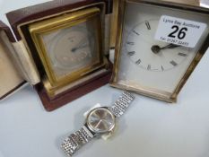A Zenith Art Deco carriage clock in case, Seiko watch and a Metamec Carriage clock