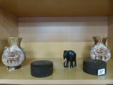 A quantity of oriental items including vases and an Elephant.