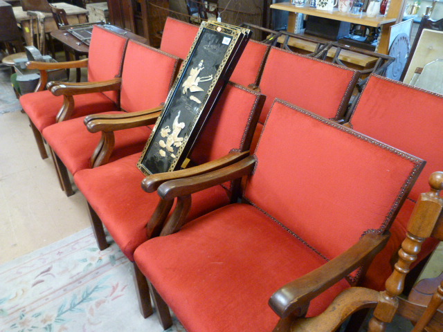 8 red upholstered chairs - Image 7 of 9