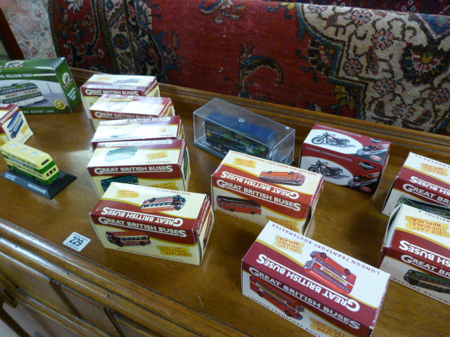 A quantity of model buses, trams and a motorbike- mainly boxed - Image 3 of 9