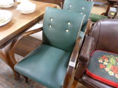 Two oak framed captains chairs